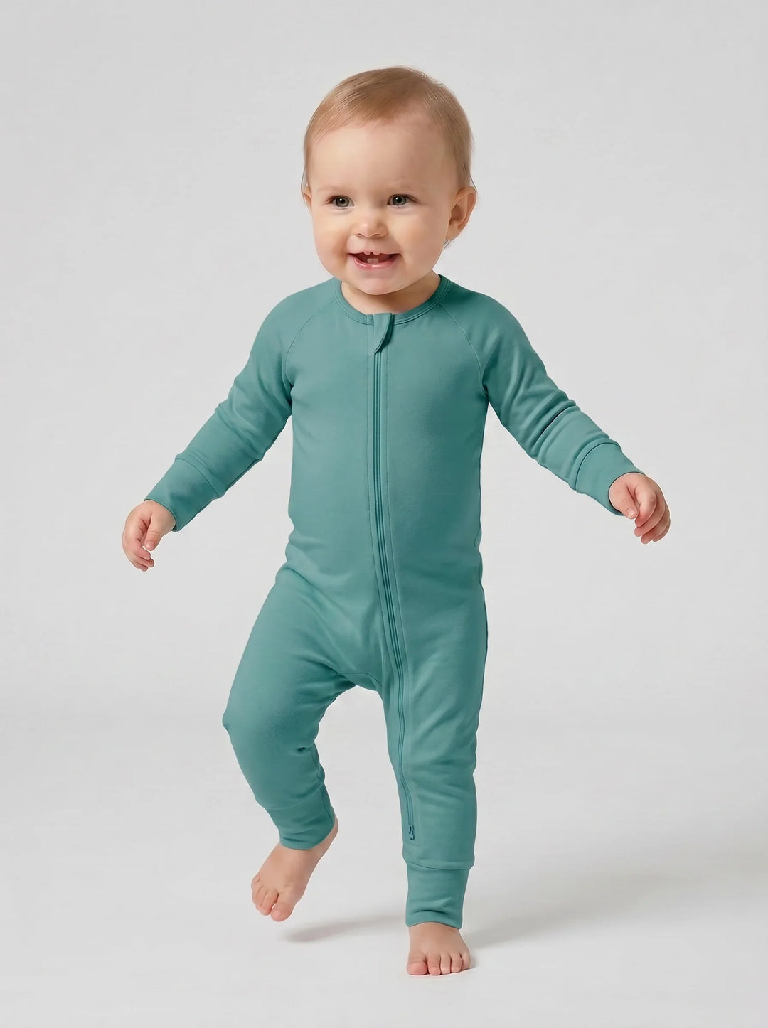 Cadet Blue Bamboo Convertible Zippered Romper