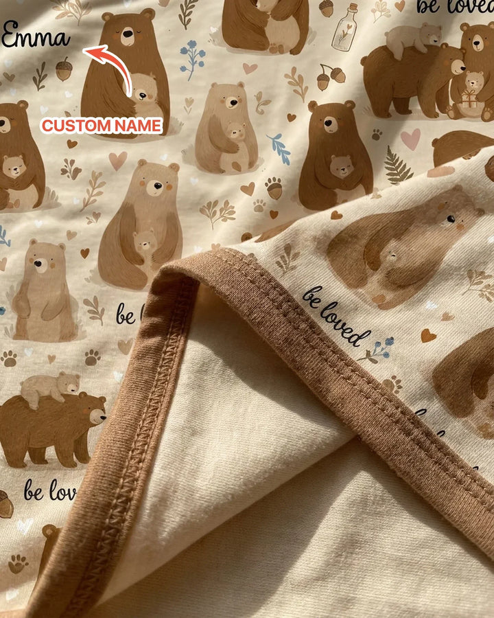 Custom Name Be Loved Bear Bamboo Blanket