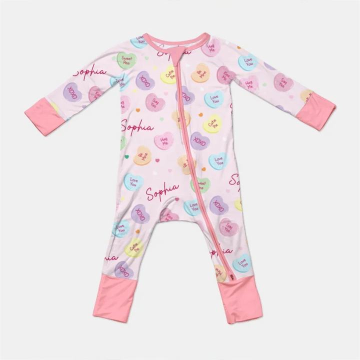 Custom Name Colorful Candy Hearts Family Matching Bamboo Convertible Zippy