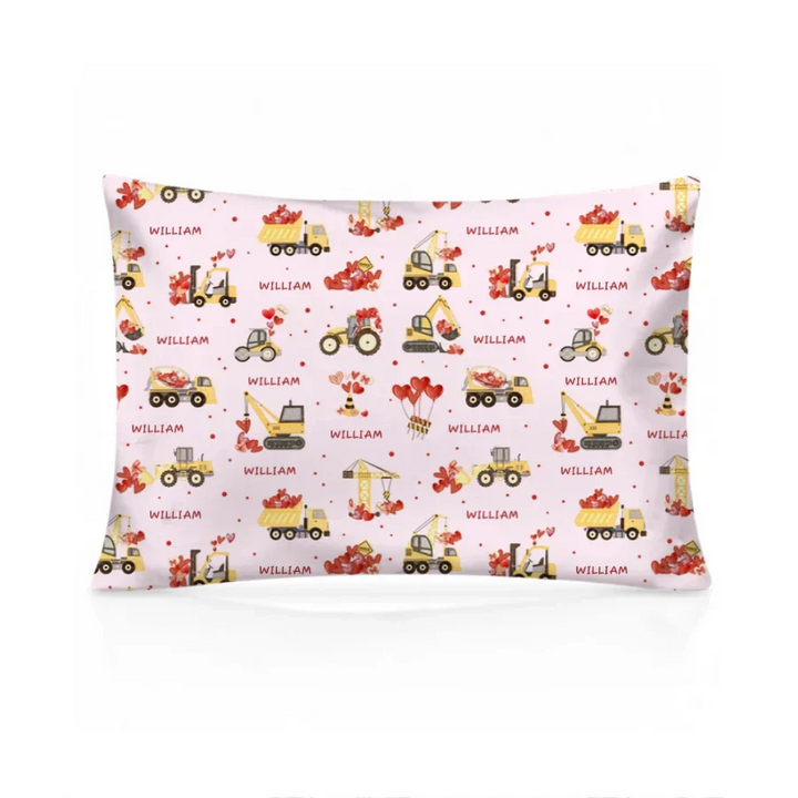 Custom Name Valentine Trucks Family Matching Bamboo Pillow Case