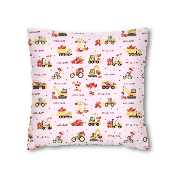 Custom Name Valentine Trucks Family Matching Bamboo Pillow Case