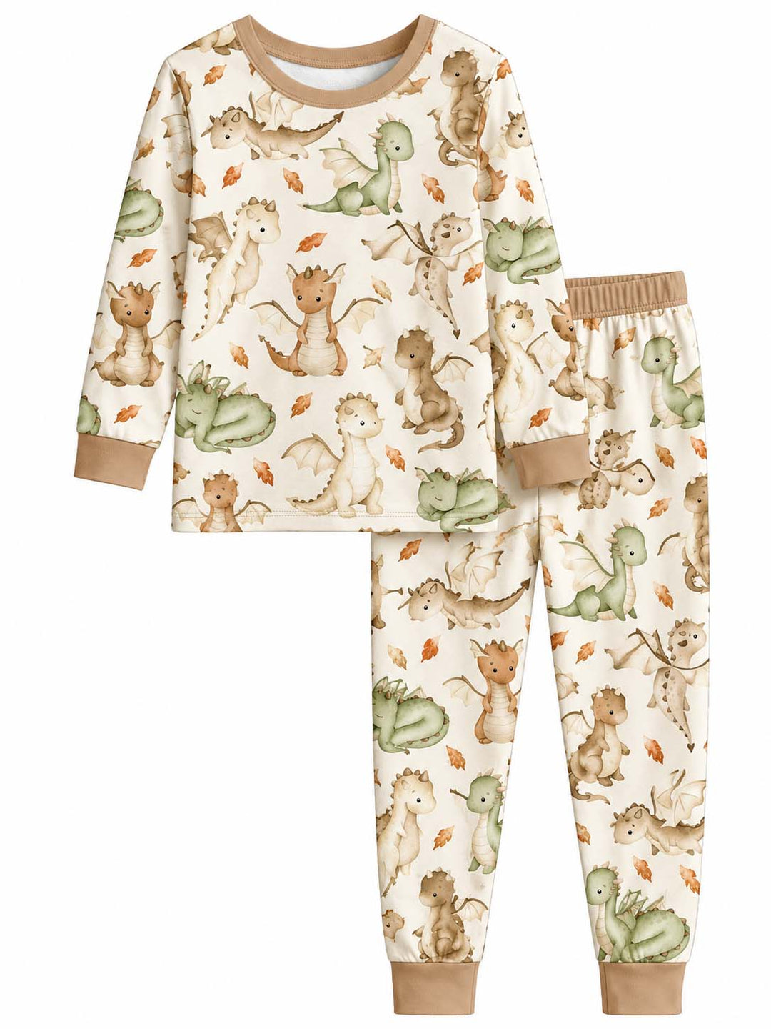 Cute Baby Dragons Bamboo Two Piece Long Sleeve Pajama Set