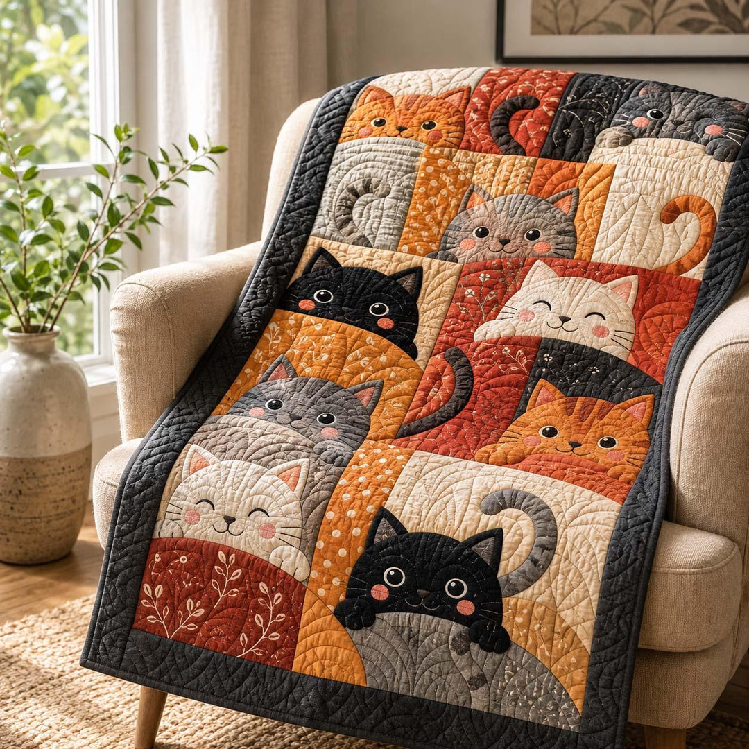 Cute Cat Corner Bamboo Quilt Blanket
