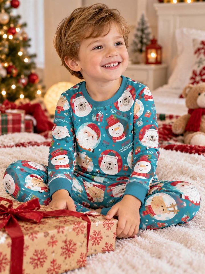 Cute Christmas Characters Bamboo Two Piece Long Sleeve Pajama Set