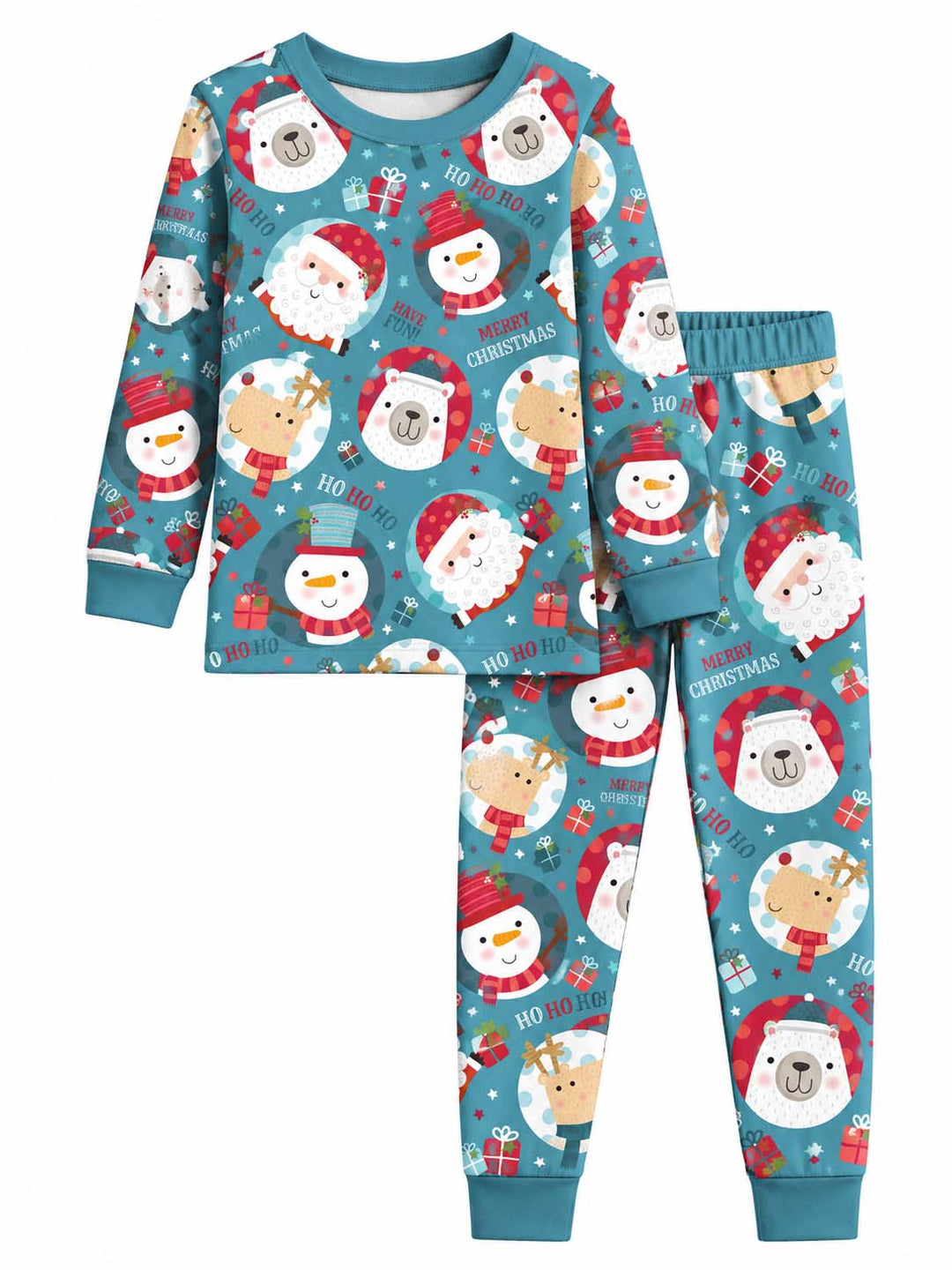 Cute Christmas Characters Bamboo Two Piece Long Sleeve Pajama Set