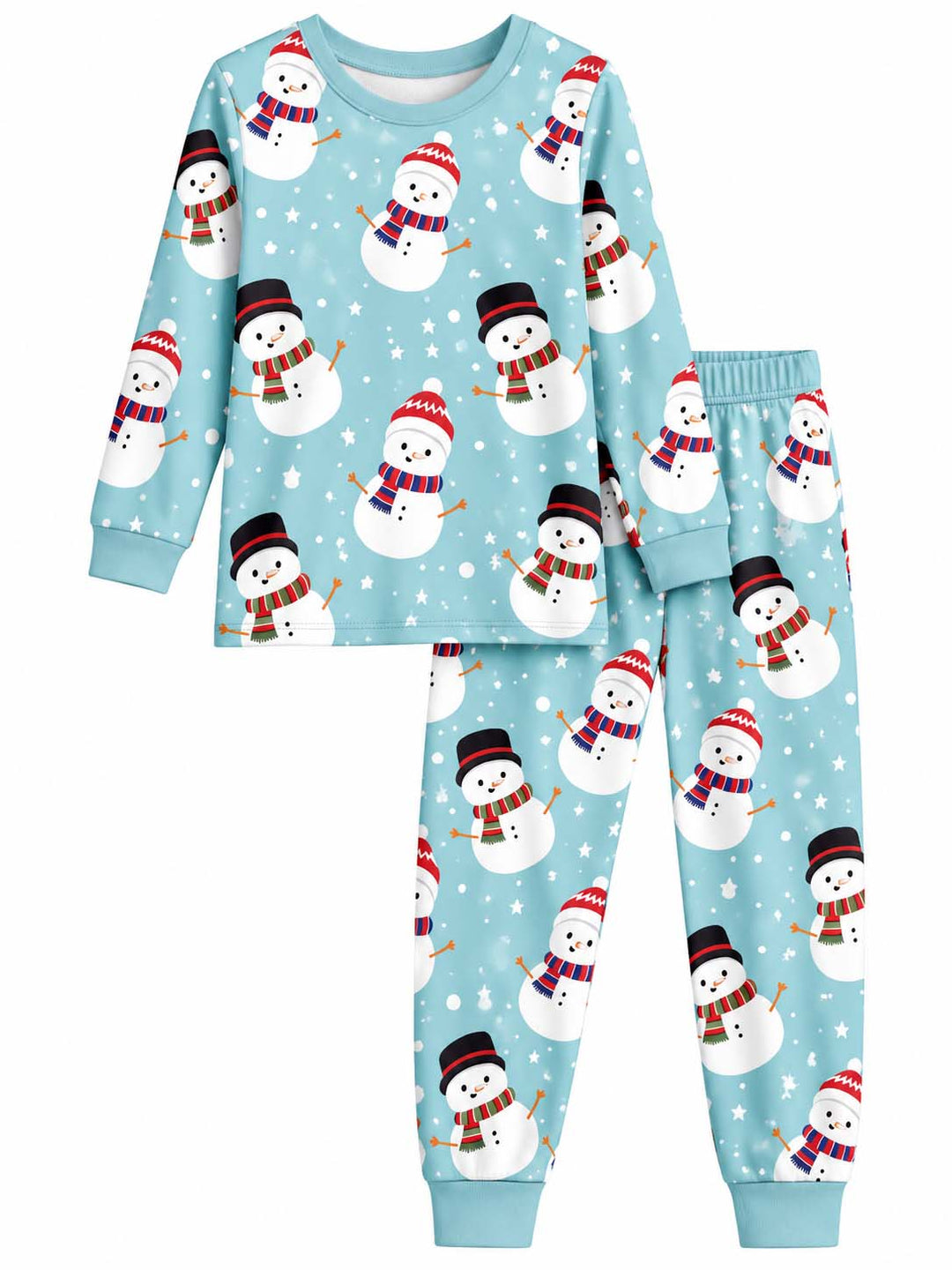 Cute Christmas Snowmen Bamboo Two Piece Long Sleeve Pajama Set