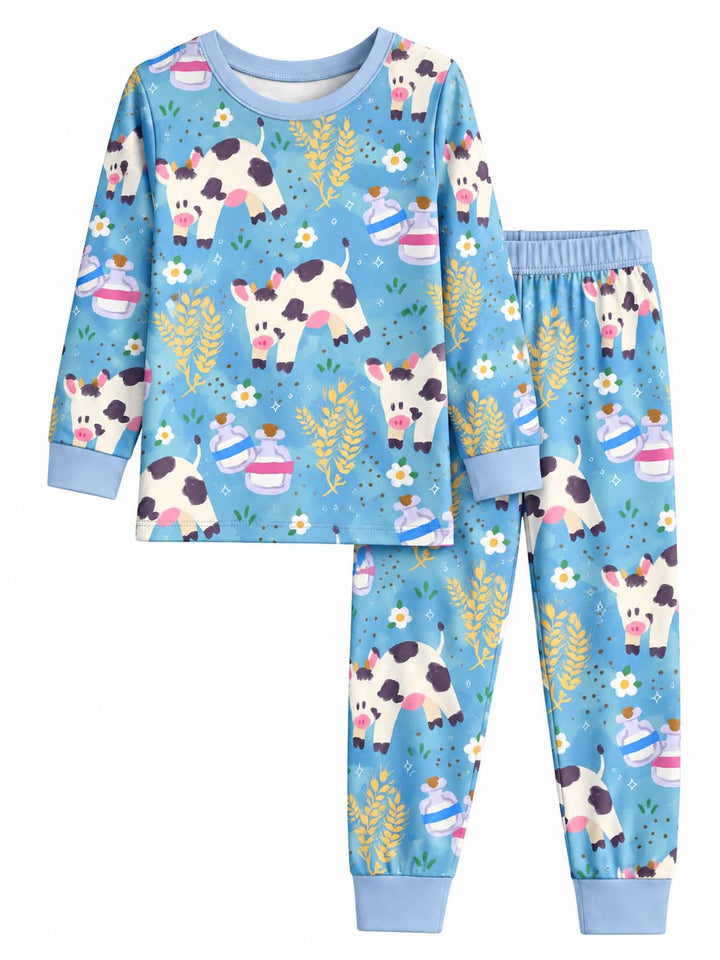 Cute Dairy Cow Farm Bamboo Two Piece Long Sleeve Pajama Set