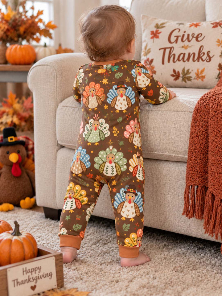 Cute Floral Thanksgiving Turkeys Bamboo Convertible Zippy