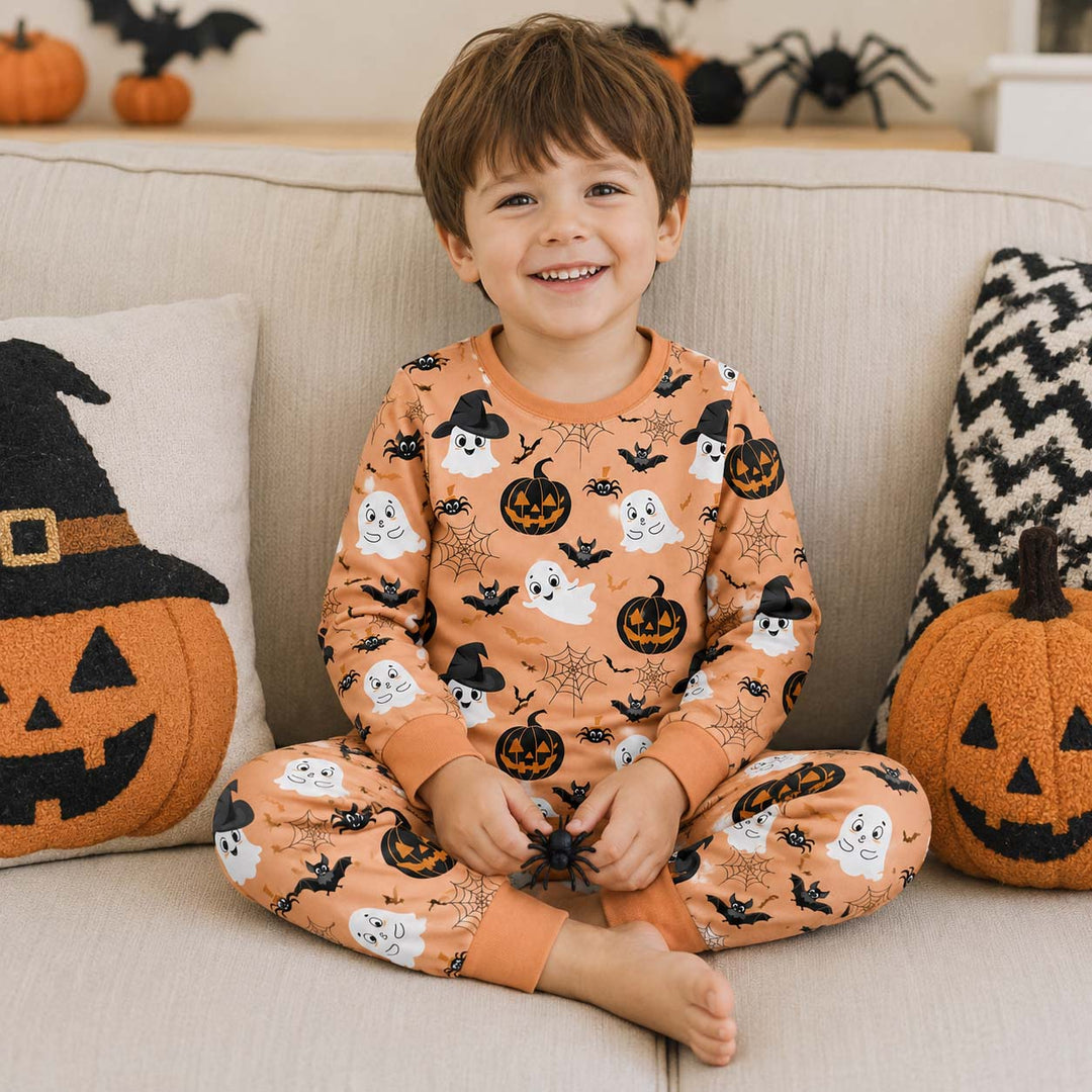 Cute Halloween Friends Bamboo Two Piece Long Sleeve Pajama Set
