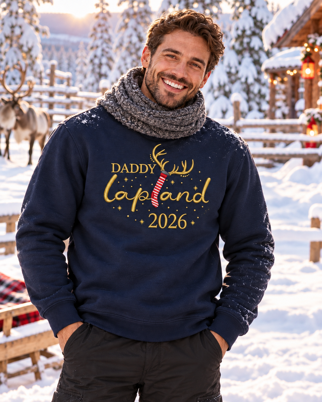 Lapland Family Embroidered Bamboo Men Crewneck Sweatshirt
