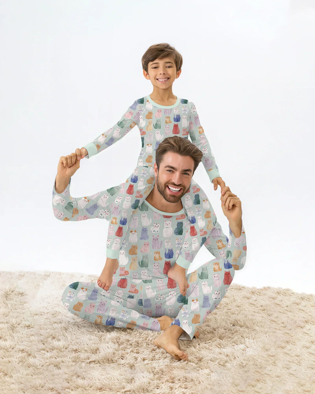 Enchanted Happy Kitty Family Matching Bamboo Men's Pajama Set