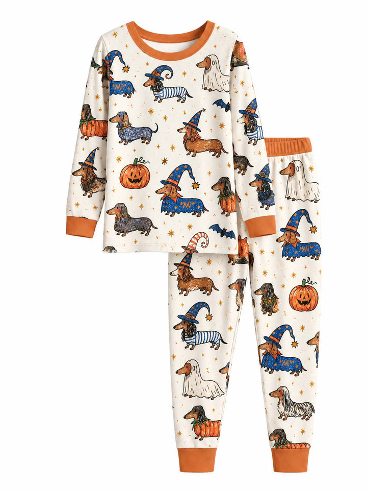 Dachshund Halloween Costume Parade Bamboo Two Piece Long Sleeve Pajama Set