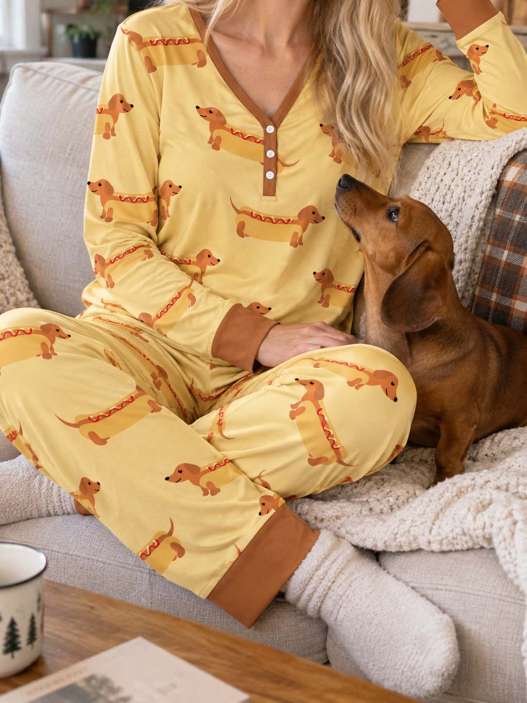 Dachshund Hot Dog Bamboo Women Pajama Set