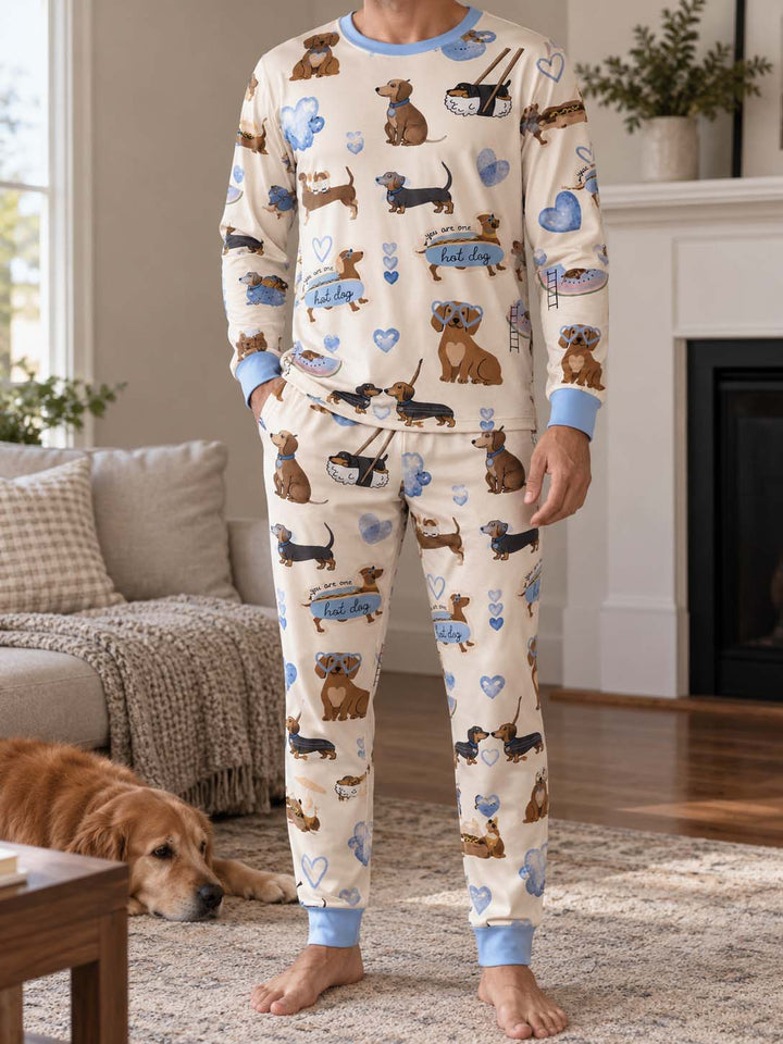 Dachshund Love Club Blue Bamboo Men's Pajama Set