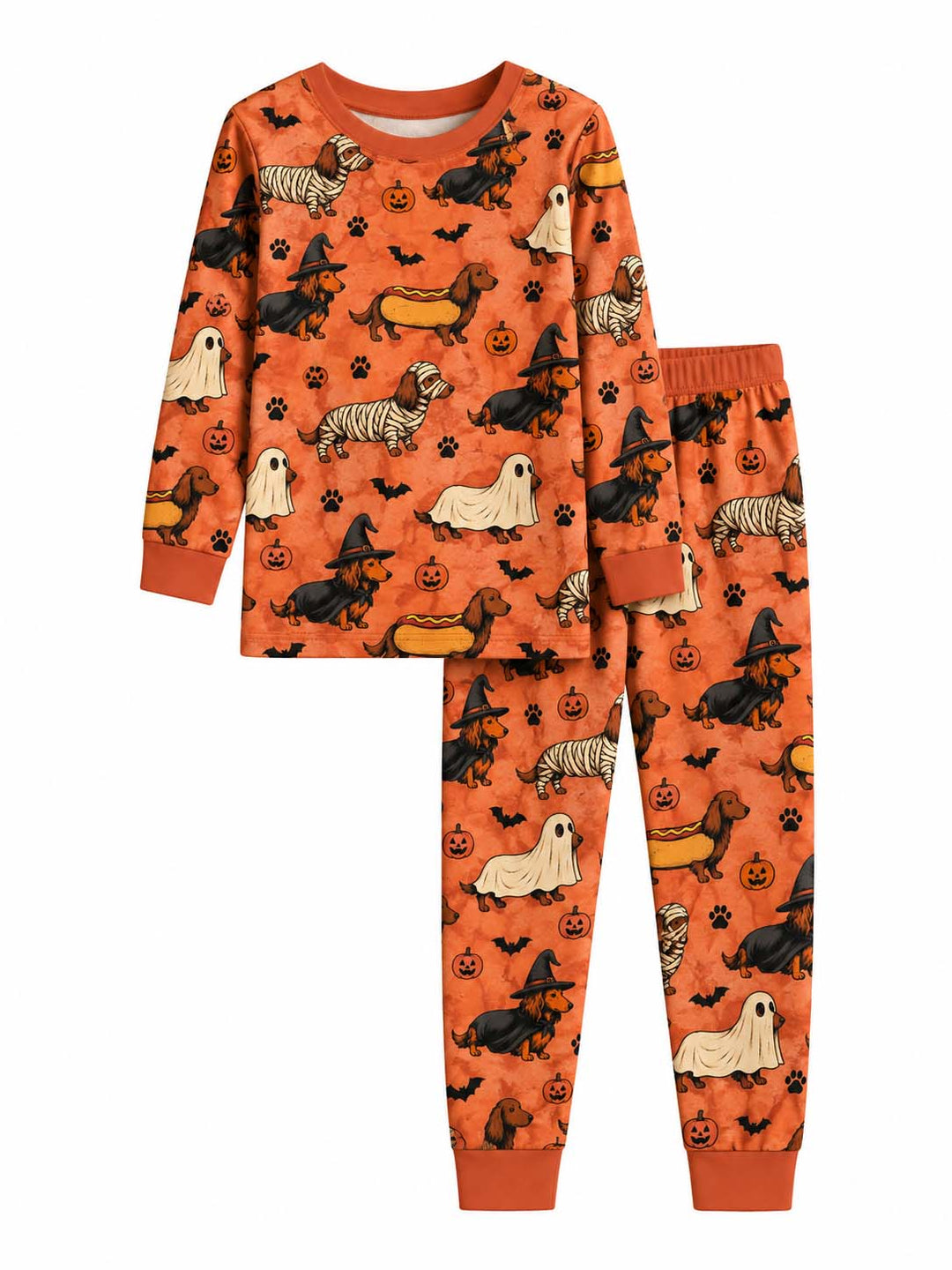 Dachshund Spooky Halloween Parade Bamboo Two Piece Long Sleeve Pajama Set