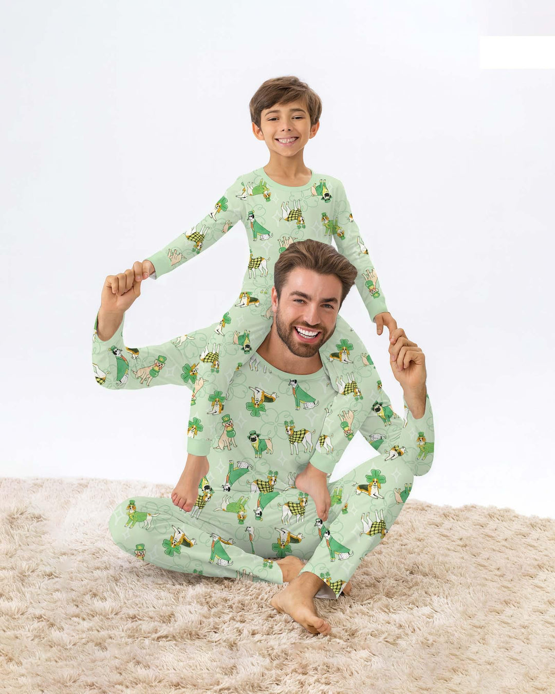 St. Patrick's Day Puppies Bamboo Two Piece Long Sleeve Pajama Set