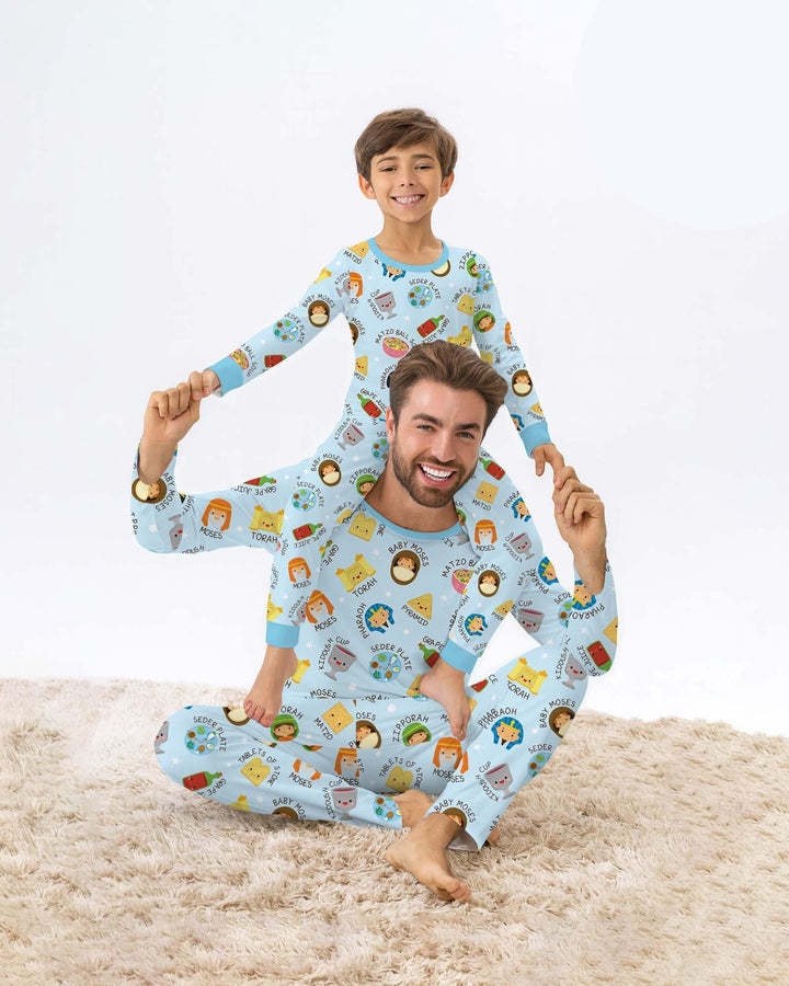 Cute Passover Characters Bamboo Two Piece Long Sleeve Pajama Set