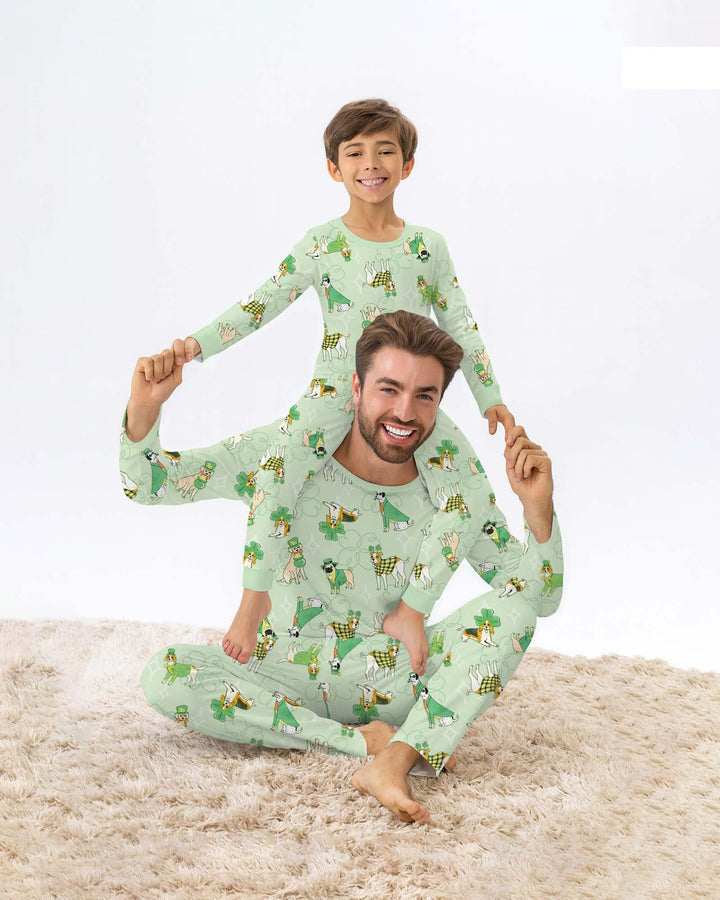 St. Patrick's Day Puppies Bamboo Two Piece Short Sleeve Pajama Set
