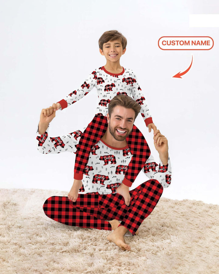 Custom Name Family Bear Matching Bamboo Men's Pajama Set
