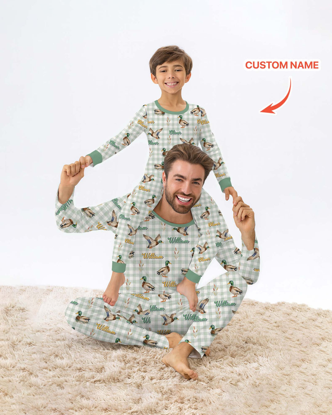 Mallard Duck Custom Name Bamboo Men's Pajama Set