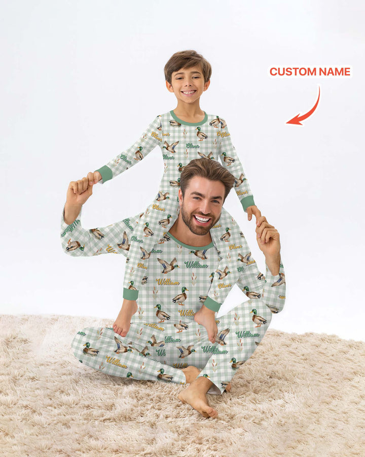 Mallard Duck Custom Name Bamboo Men's Pajama Set