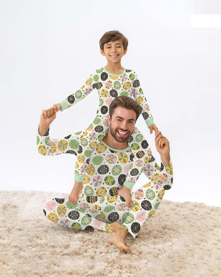 Pysanky Eggs Family Matching Bamboo Two Piece Long Sleeve Pajama Set