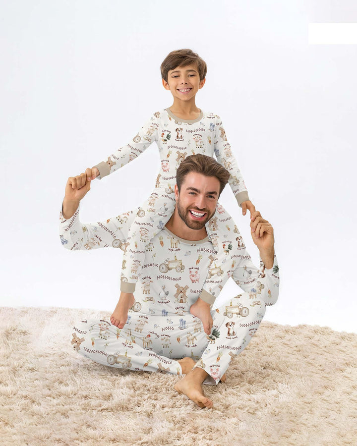 Old McDonald Farm Family Matching Bamboo Men's Pajama Set
