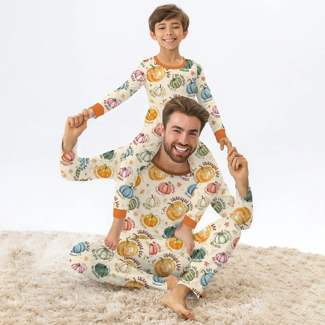 Christian Thanksgiving Two Piece Long Sleeve Pajama Set , Christian Thanksgiving Two Piece Long Sleeve Pajama Set - 12-18M / Chocolate Brown
