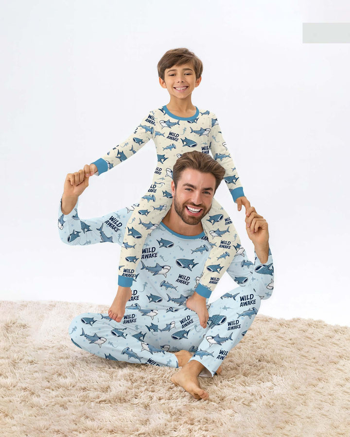 Wide Awake Matching Daddy & Me Bamboo Two Piece Long Sleeve Pajama Set