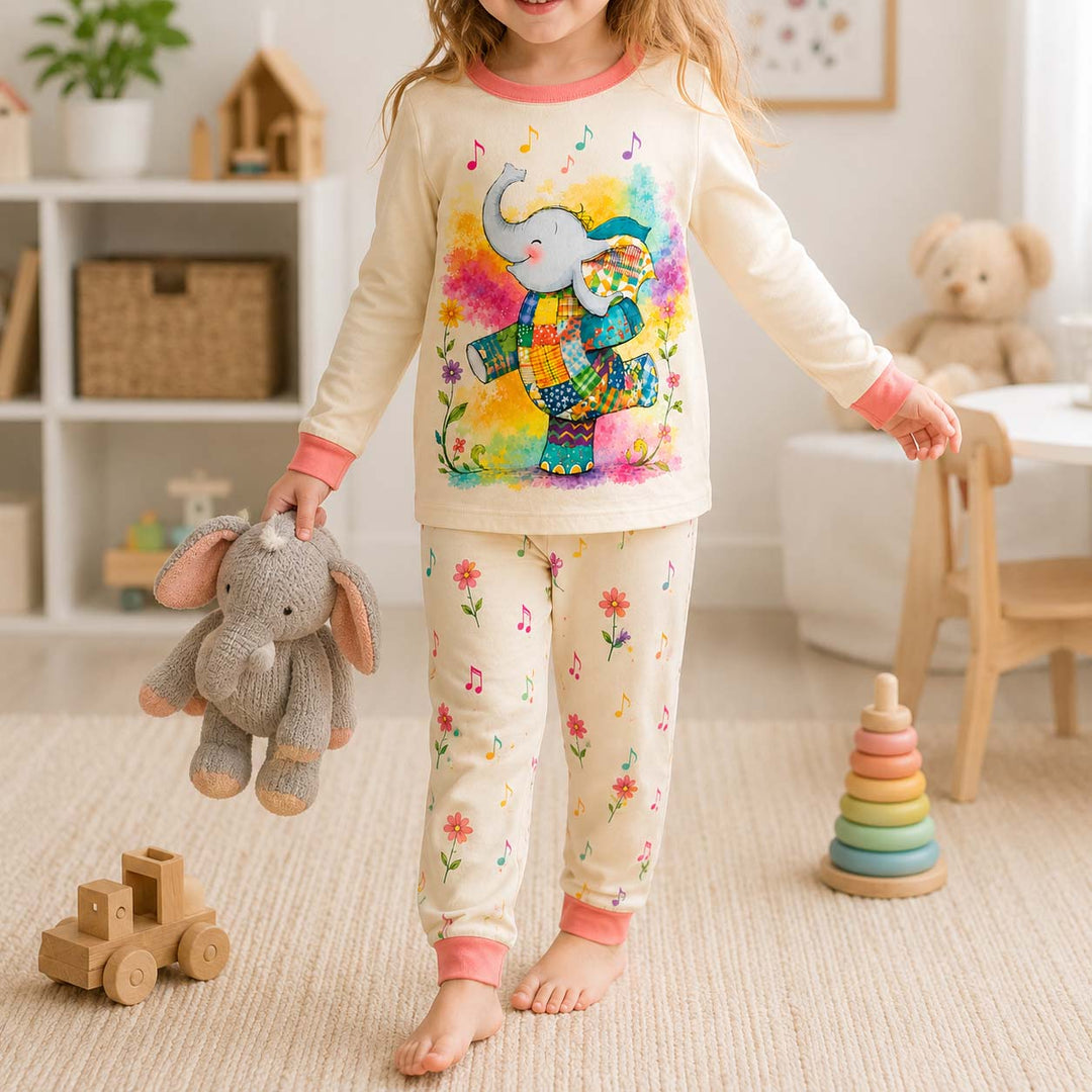 Dancing Elephant Joy Bamboo Two Piece Long Sleeve Pajama Set