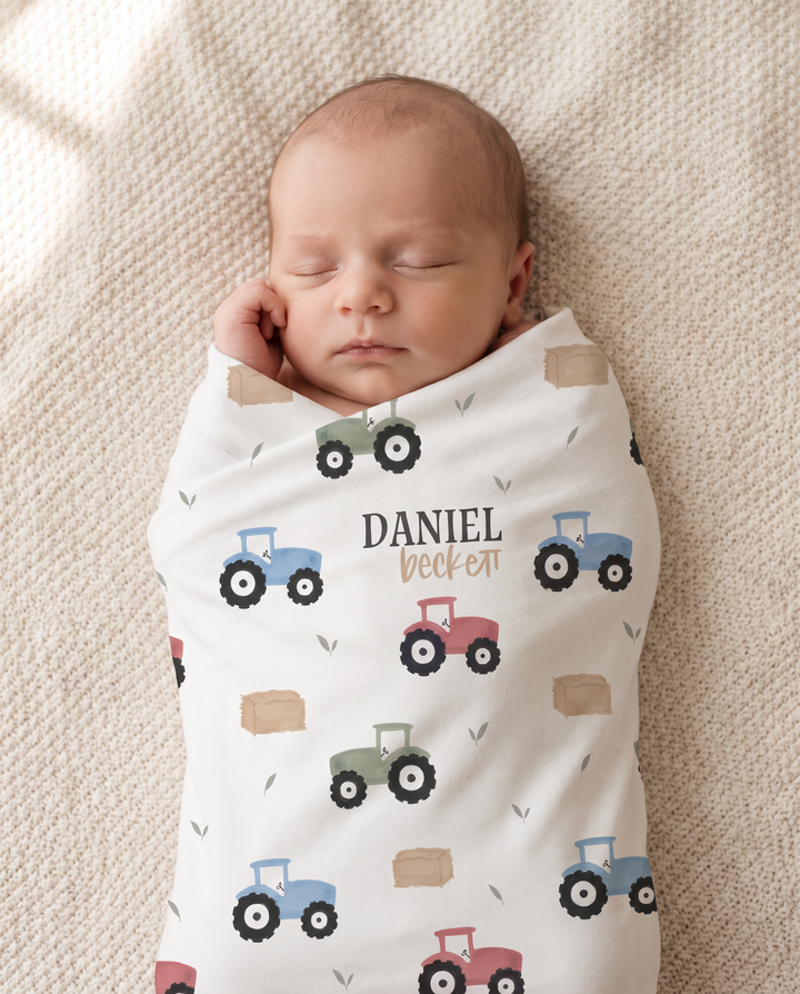 Personalized Little Farmer Bamboo Swaddle Blanket
