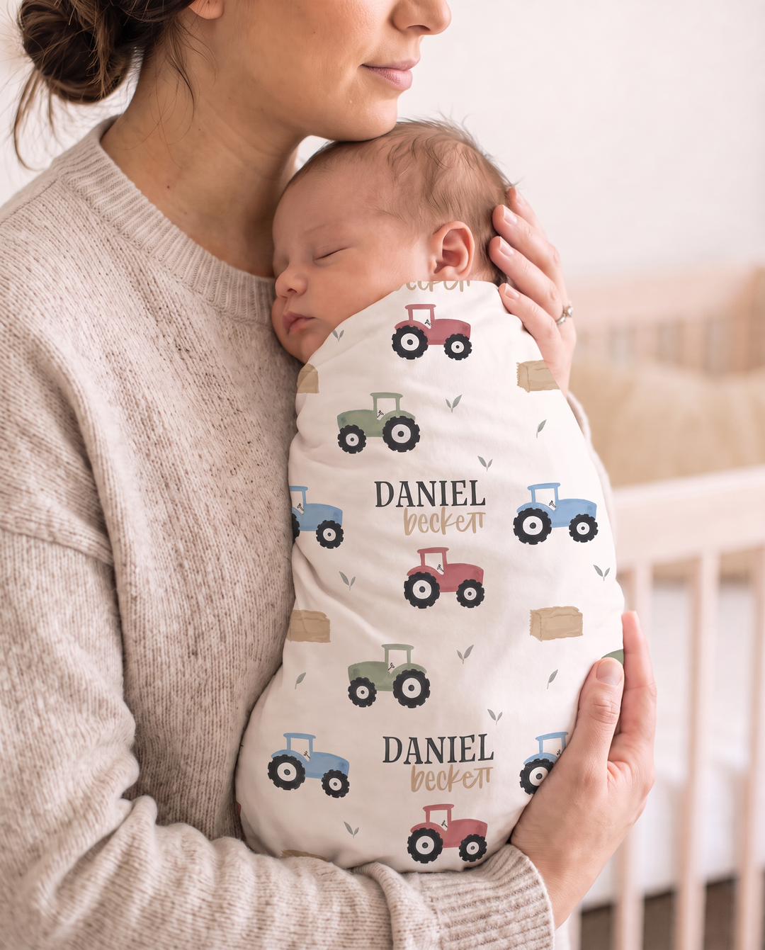 Personalized Little Farmer Bamboo Swaddle Blanket