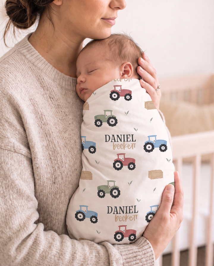 Personalized Little Farmer Bamboo Swaddle Blanket