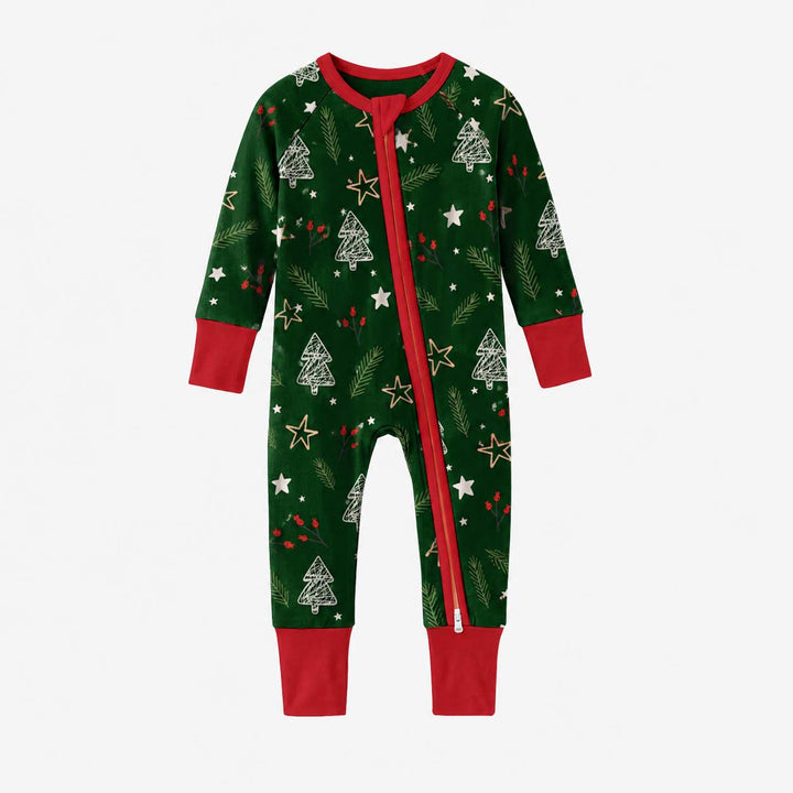 Dark Green Christmas Tree Doodles Bamboo Convertible Zippy
