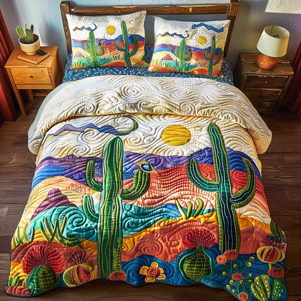 Desert Sunset Glow Bamboo Quilt Bedding Set