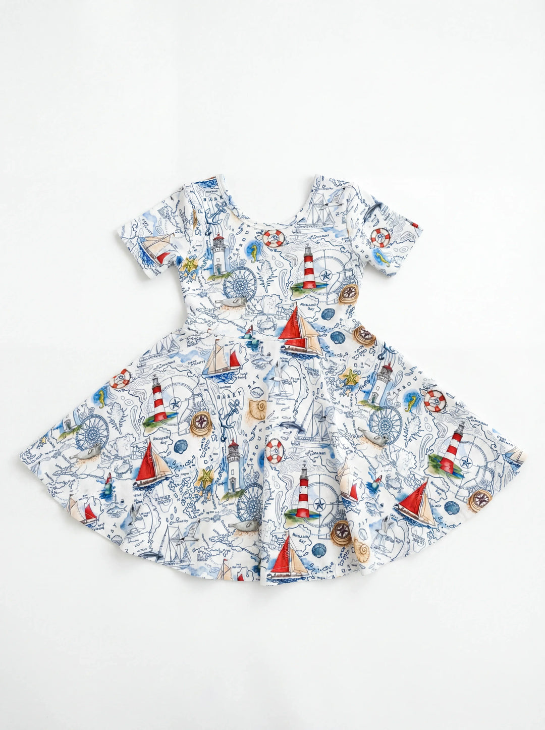 Seaside Adventure Map Bamboo Twirl Dress