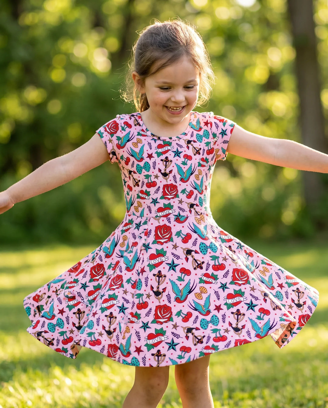 Retro Tattoo Treasures Bamboo Twirl Dress