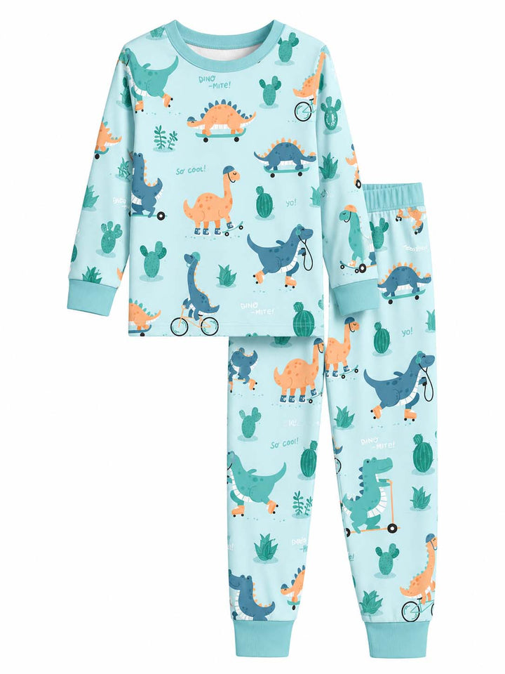 Dino Skate Adventure Bamboo Two Piece Long Sleeve Pajama Set