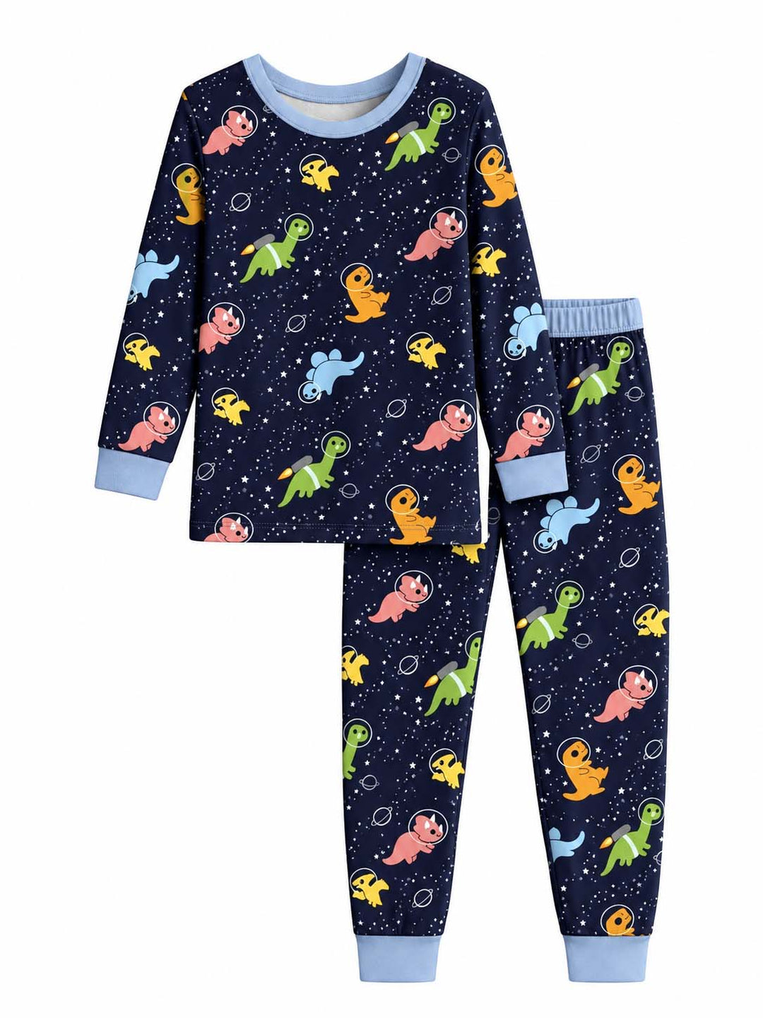Dino Space Explorers Bamboo Two Piece Long Sleeve Pajama Set