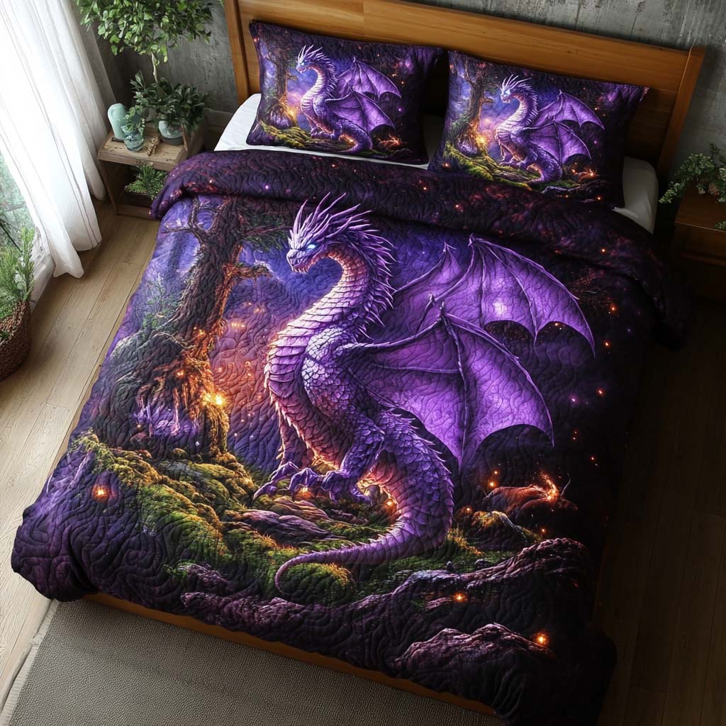 Dragon Flame Dance Bamboo Quilt Bedding Set
