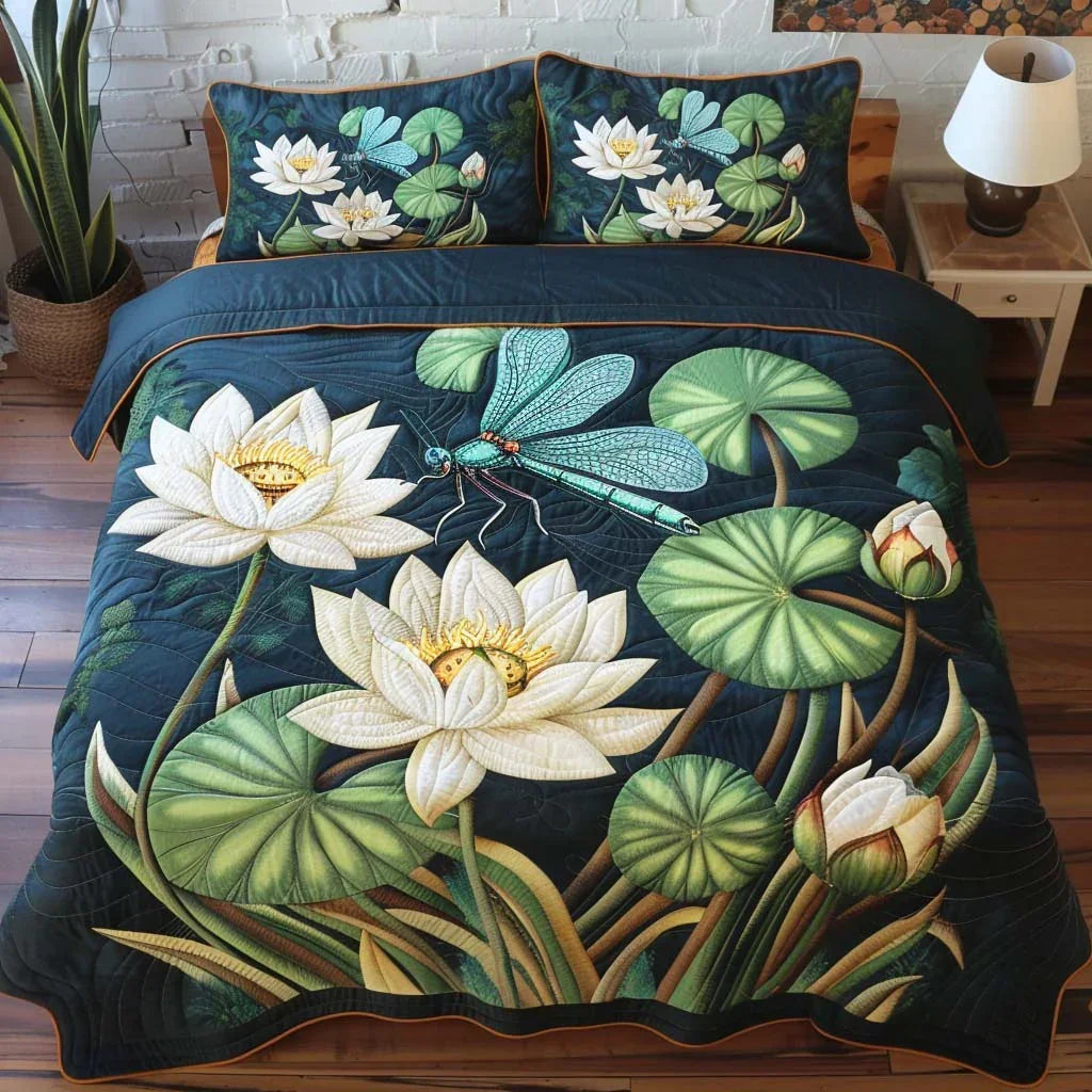 Dragonfly Calm Waters Bamboo Quilt Bedding Set