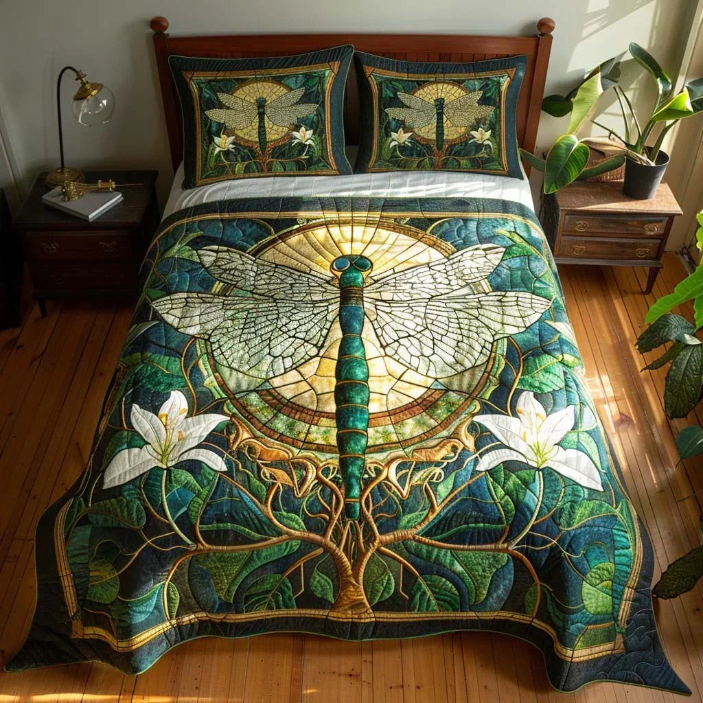 Dragonfly Nature Song Bamboo Quilt Bedding Set