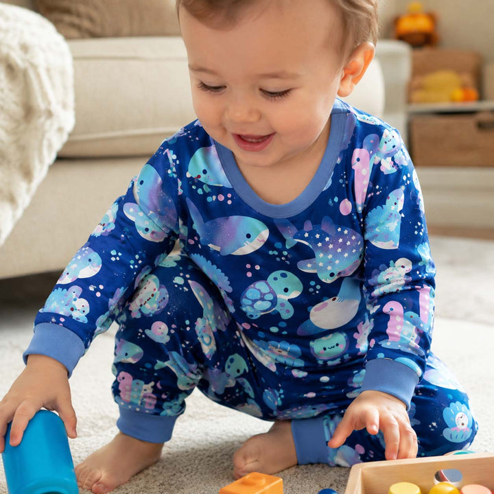 Dreamy Ocean Creatures Bamboo Two Piece Long Sleeve Pajama Set