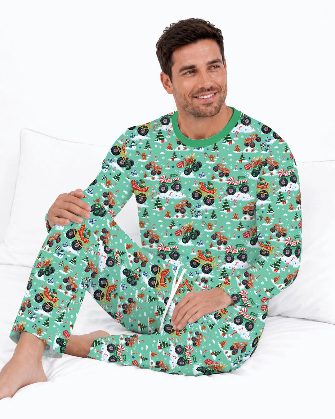 Holiday Monster Truck Bamboo Men's Pajama Set