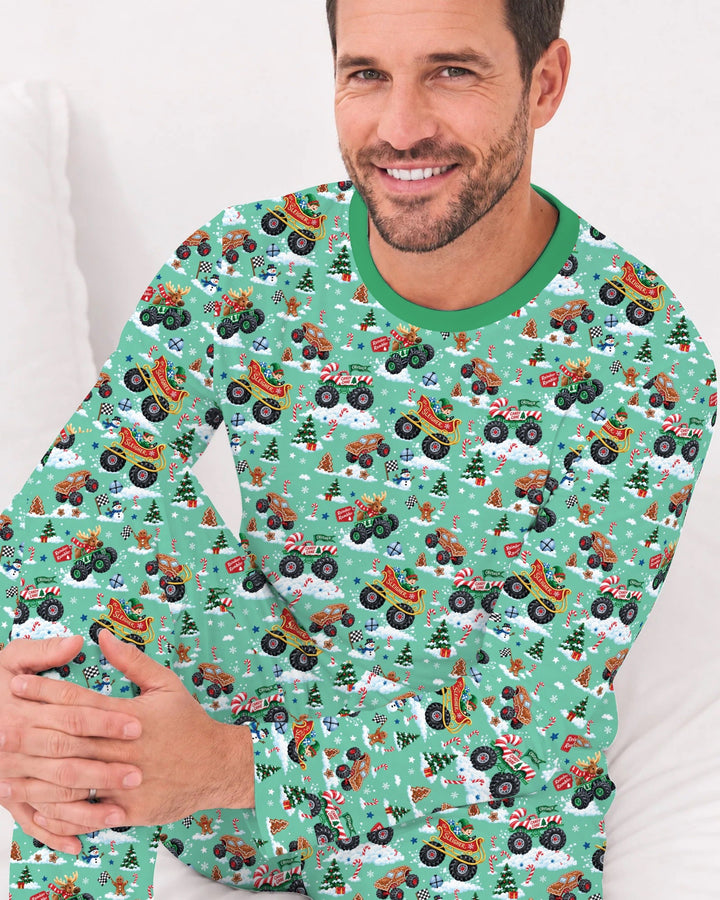 Holiday Monster Truck Bamboo Men's Pajama Set