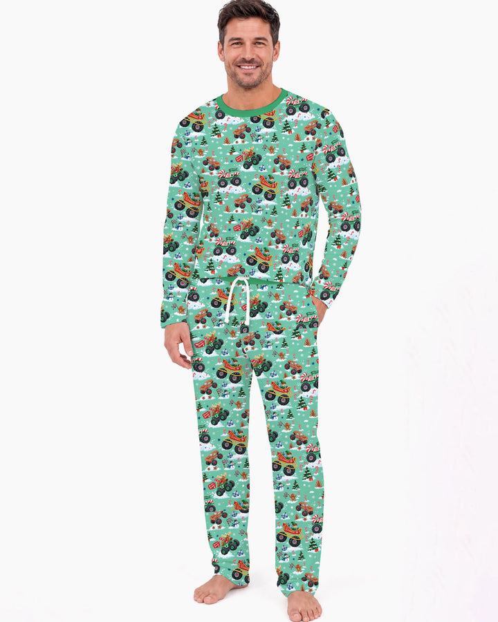 Holiday Monster Truck Bamboo Men's Pajama Set