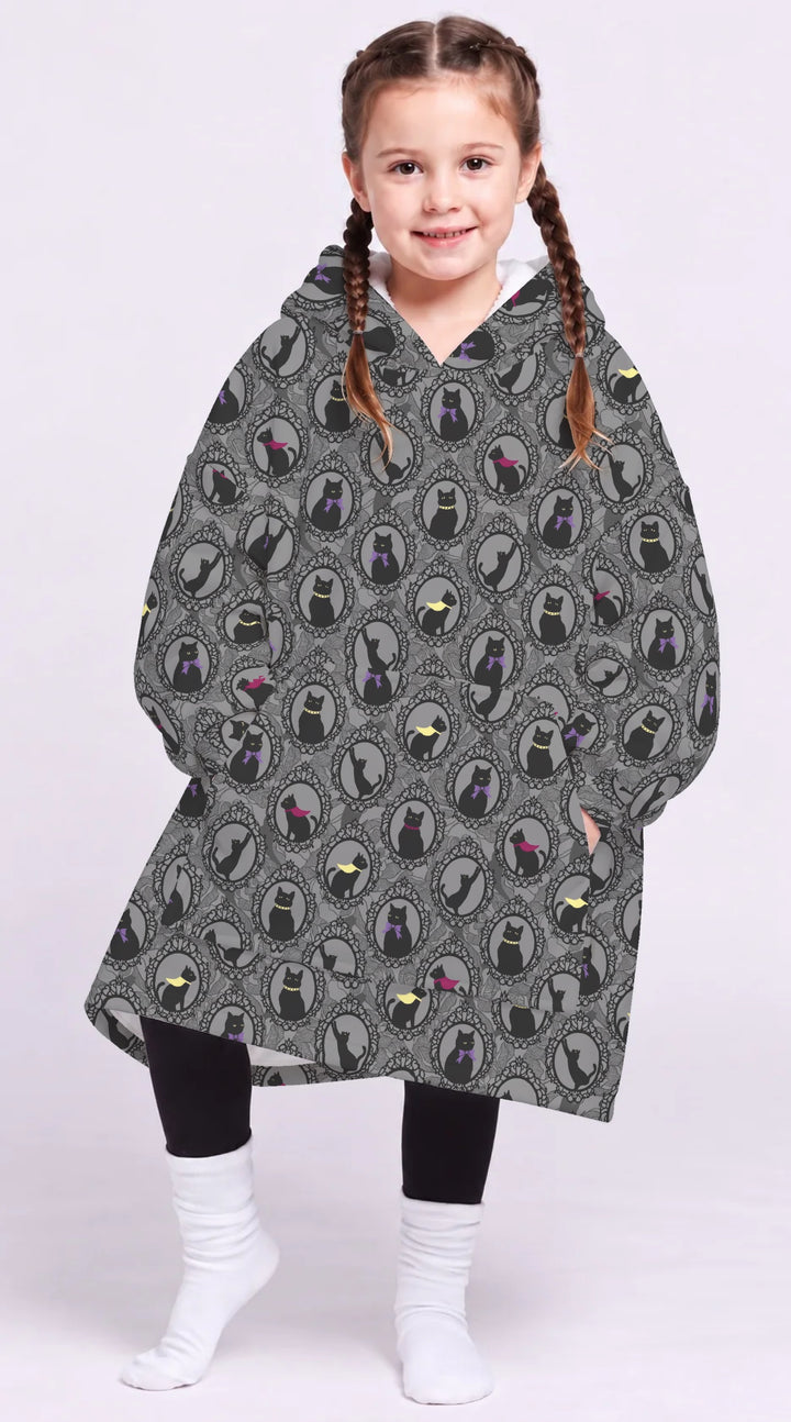 Midnight Cat Parade Bamboo Blanket Hoodie
