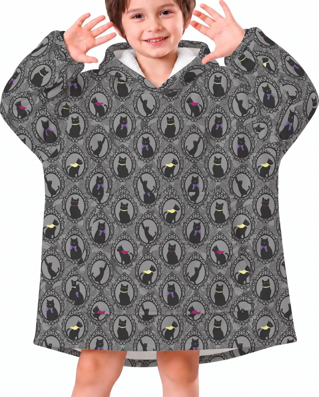 Midnight Cat Parade Bamboo Blanket Hoodie