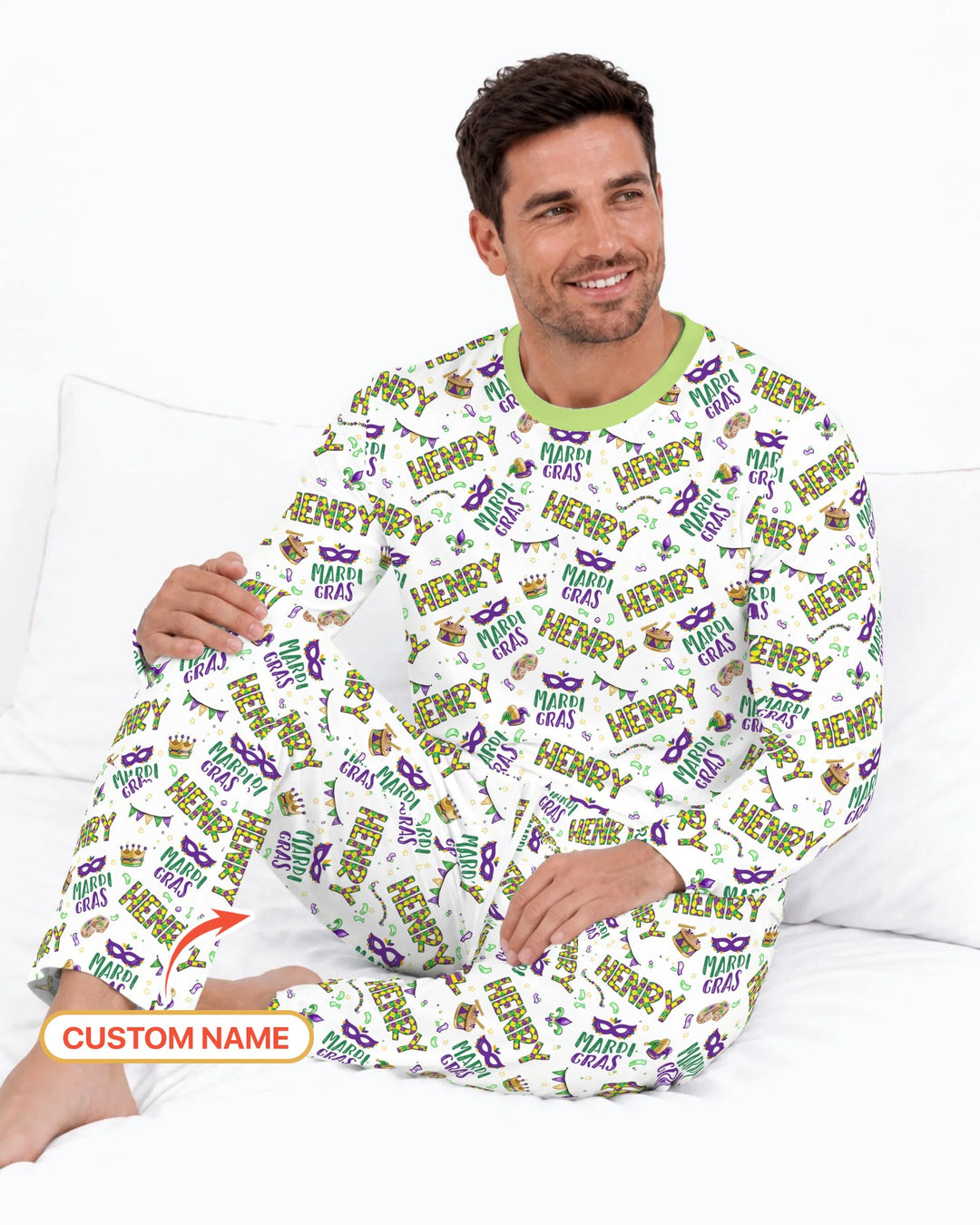Custom Name Make your own Mardi Gras Bamboo Men's Pajama Set