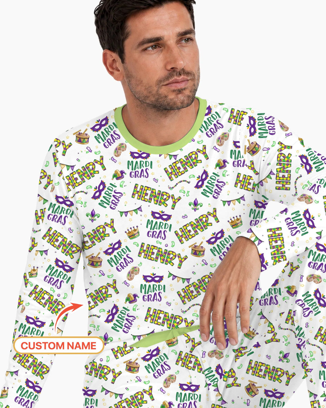 Custom Name Make your own Mardi Gras Bamboo Men's Pajama Set